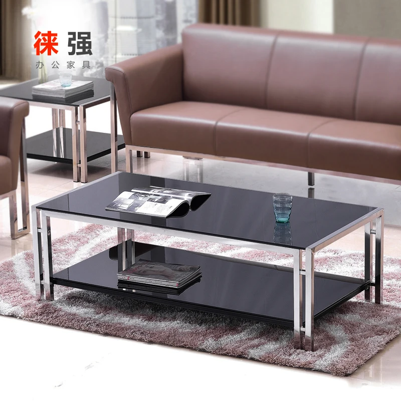 Double stainless steel coffee table parlor office reception to discuss