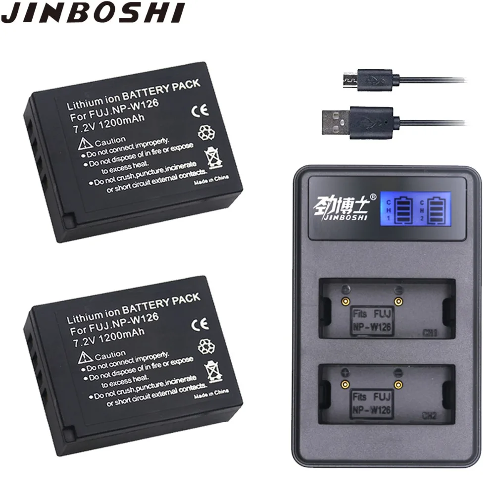 

2X NP-W126 NP W126 Battery + LCD USB Dual Charger For Fujifilm X100F X-T10 X-T20 X-Pro1 X-Pro2 HS30EXR HS33EXR HS35EXR X-A1 X-A2