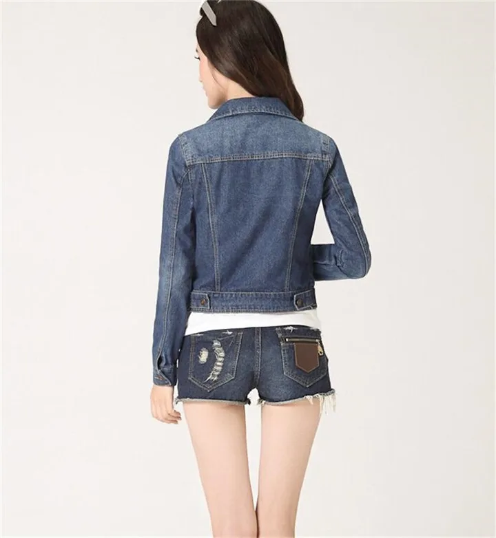 

2019 Spring Women Denim Jacket Plus Size S-4XL Vintage Cropped Short Denim Coat Long-Sleeve Denim Coat Cardigan Light/Deep Blue