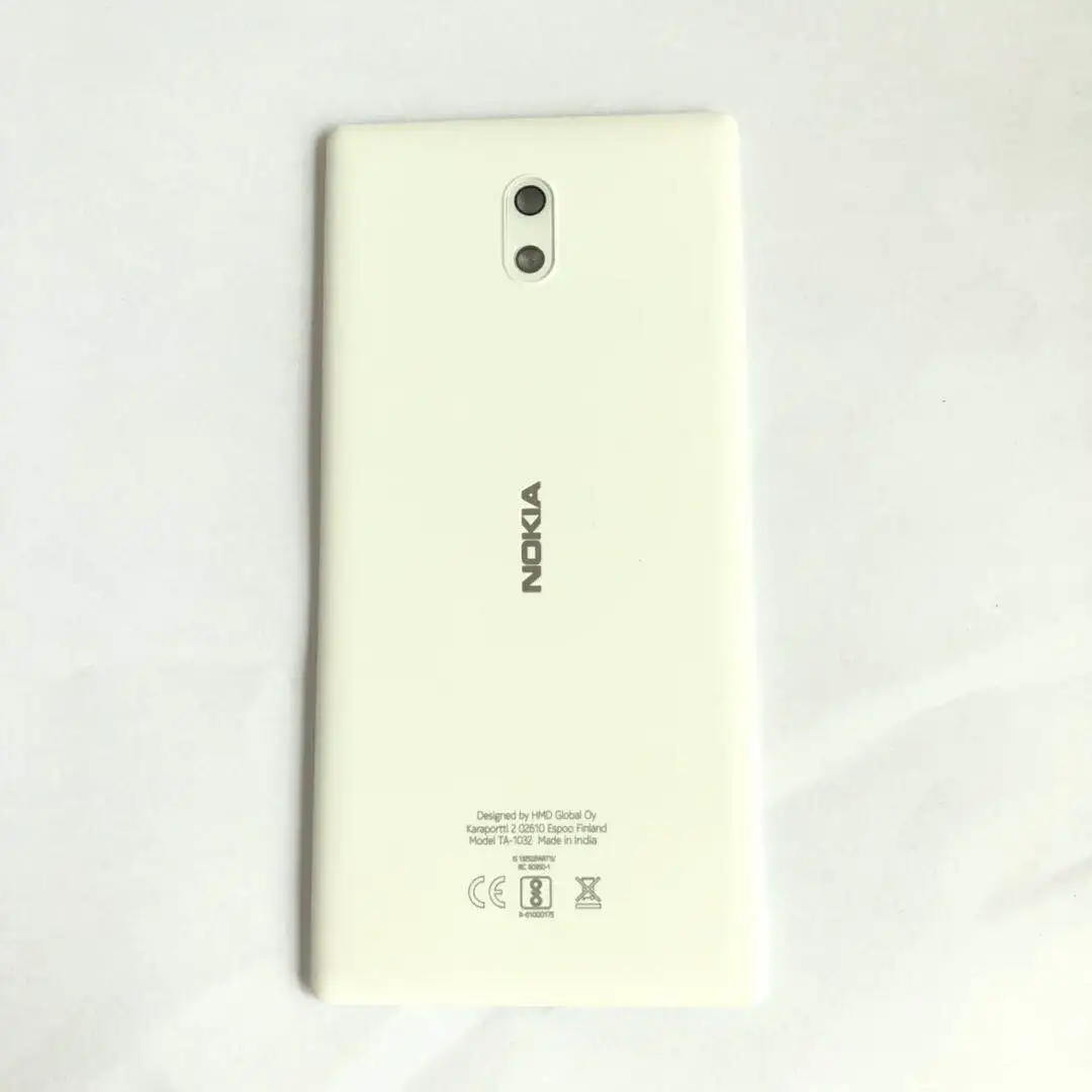 Для Nokia 3 крышка батареи с Cramera стекло оригинальная задняя крышка для Nokia 3 Мобильный телефон корпус с NFC - Цвет: Белый