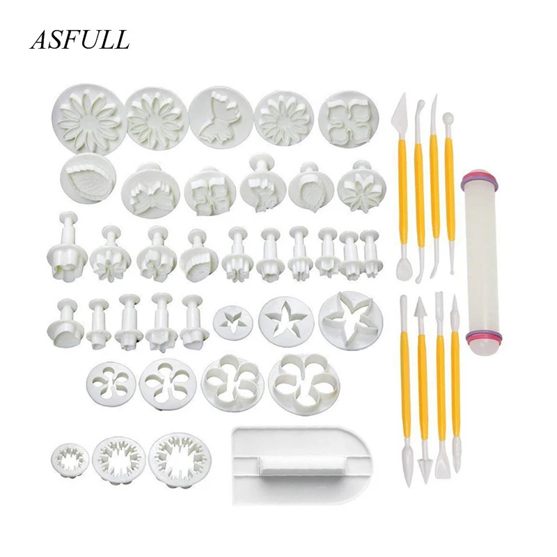 

46pcs/set Delicious Fondant Cake Decorating Modelling Tools Set DIY Sugarcraft for Cake Decorating Fondant Cutters Tools