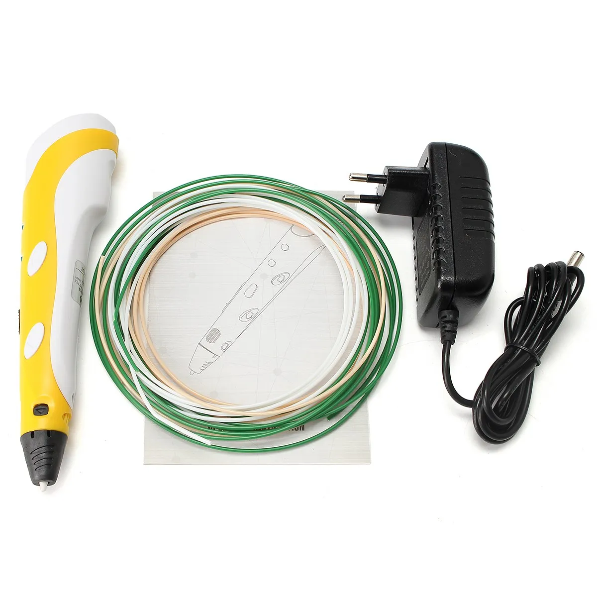 

High Quality 1 Pc 3D Printing Drawing Pen + Crafting Modeling ABS Filament Art Printer Tool + 12V 2A Power Adapter + Manual