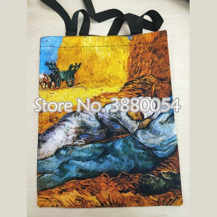 Famous Painting Starry Sky Printed Canvas Bag Women Totes Shoulder Colorful Linen Handbag For Female Lady Reusable Shopping Tote