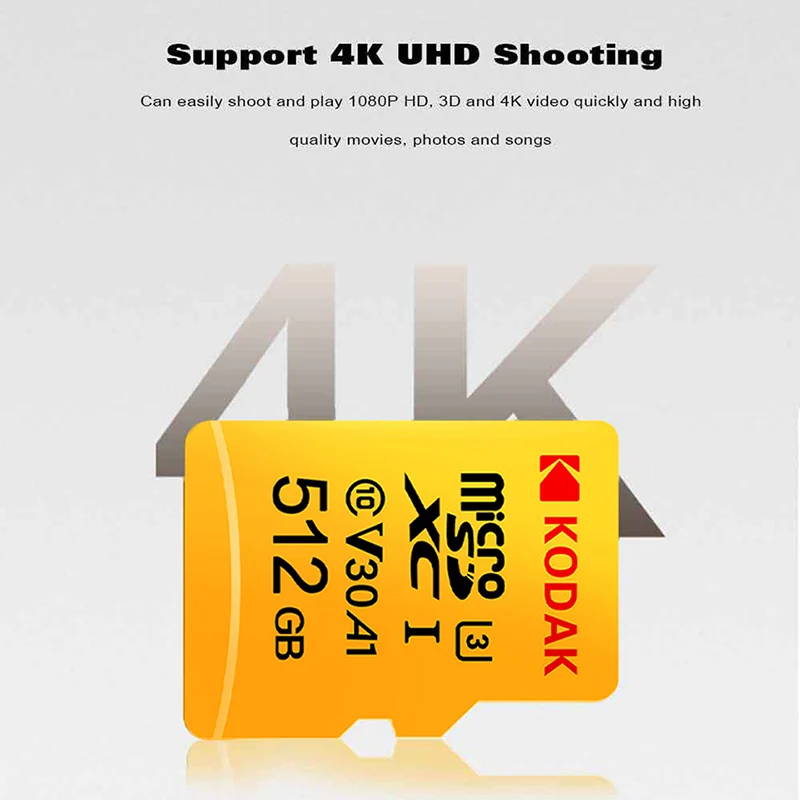 Kodak высокая скорость 32 Гб 64 Гб Micro SD карта класс 10 U3 4K cartao de memoria 128 ГБ Флэш-карта памяти 256 ГБ mecard Micro sd kart
