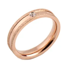 Valentines Gift Rose Gold Plated Stainless Steel 4mm Fine Pave Setting Cubic Zircon Wedding Rings Size 6-9