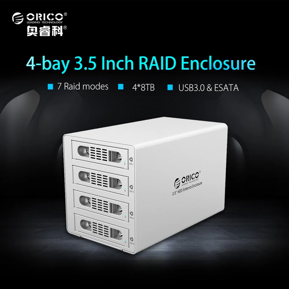 

ORICO 3549RUS3 Tool Free Aluminum 4 Bay 3.5" SATA3.0 USB3.0 & eSATA HDD External Docking Station RAID Function 4bay HDD Case