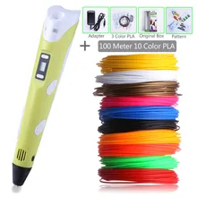 3D Printing Pen1.75mm PLA Smart 3D Pen Drawing Pens 100M 10 Color Filament with Adapter Creative Gift For Kids Design Painting 3D Printing Pen1.75mm PLA Smart 3D Pen Drawing Pens 100M 10 Color Filament with Adapter Creative Gift For Kids Design Painting