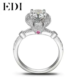 EDI Классический Корона сказка Муассанит алмаз обручальное кольцо soild 14 К 585 Белое золото натуральный рубин Кольца для Для женщин ювелирные