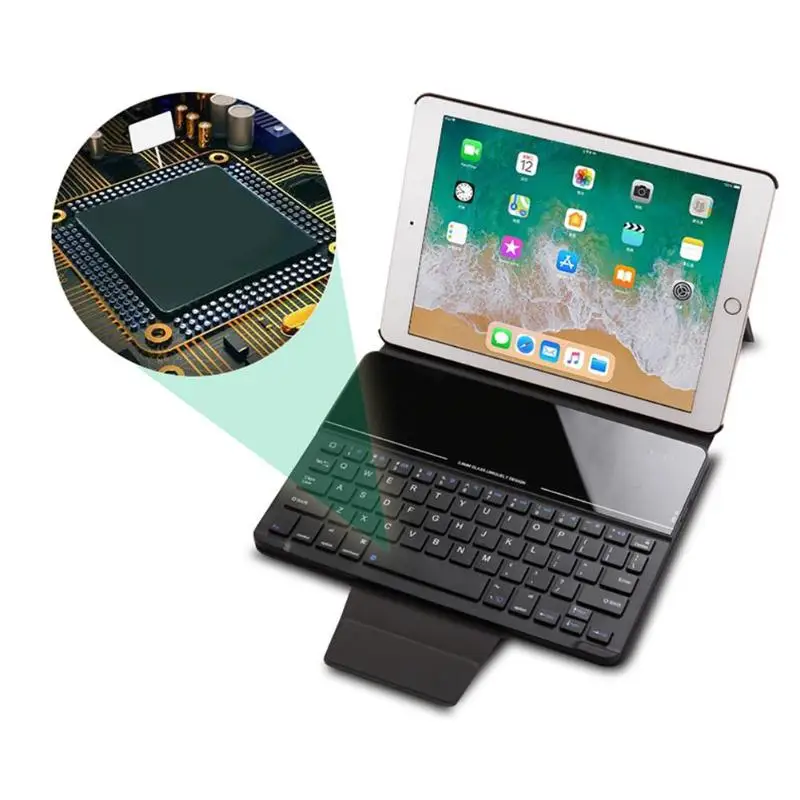 Bluetooth стеклянная клавиатура кожаный чехол крышка ж/Подставка для ручки для iPad 9,7