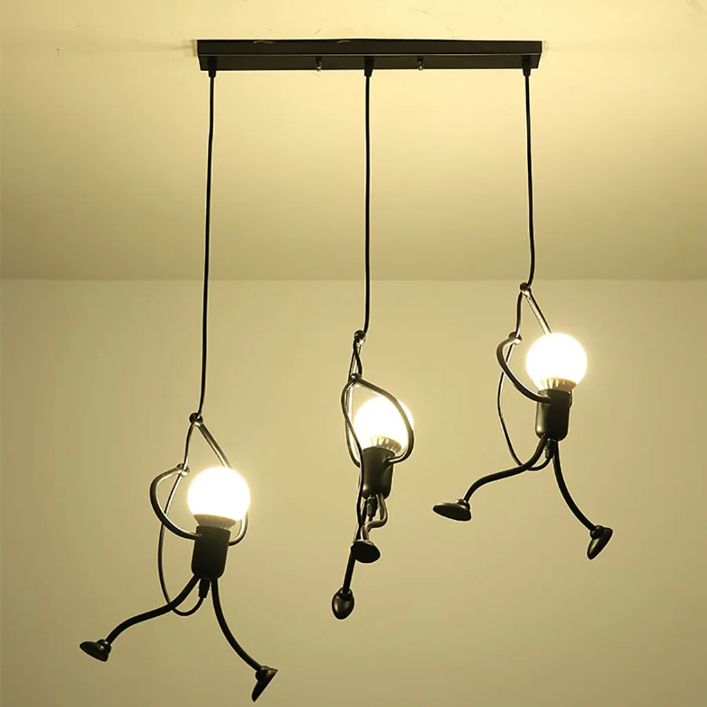 Современная Очаровательная подвесная креативная лампа Железного человека, элегантная вешалка, подвесной светильник светодиодный для кухни, гостиной - Цвет корпуса: A