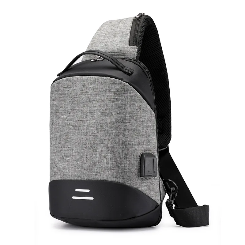

Multifunction Waterproof Reflective Men Chest Bag USB Charging Anti Theft Password Lock Interface Male Shoulder Messenger Bag