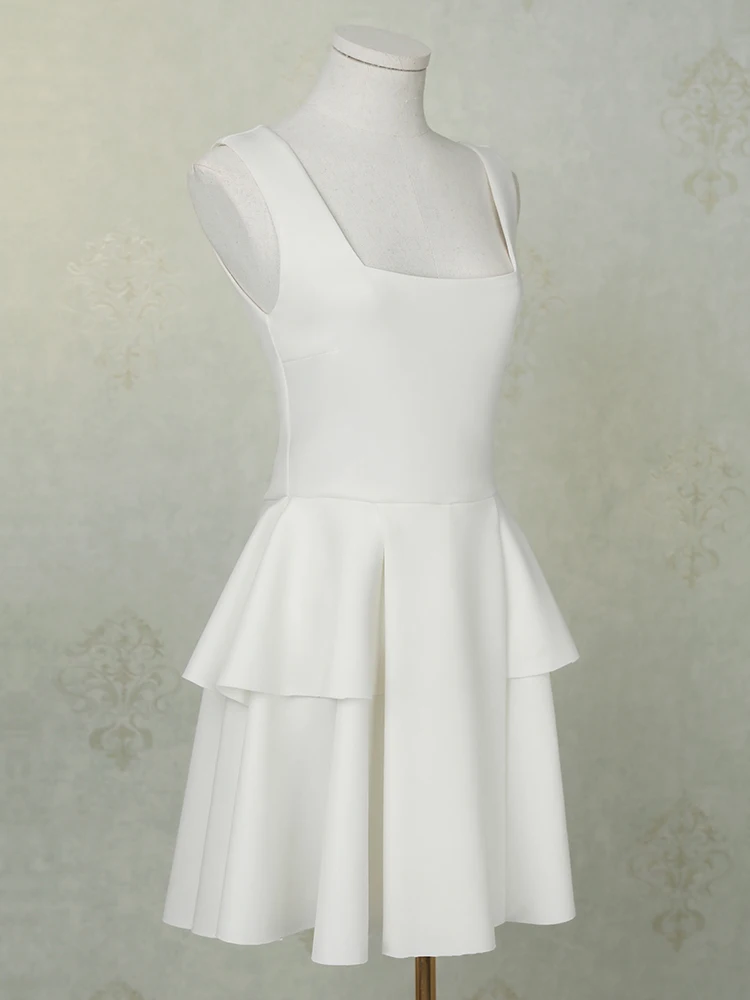 Летнее женское Модное Элегантное белое повседневное вечернее платье без рукавов, женское многослойное Плиссированное мини-платье Xnxee