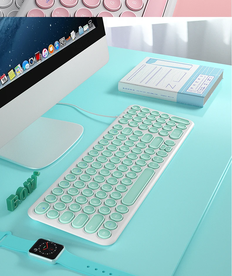 fio chaves do teclado de nós prendeu teclado de usb de tamanho completo com chaves silenciosas para