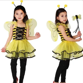 

Yellow Bee Headband Wings Skirt Dress Costume Set Kids Girls Performance Costume Birthday Partyhalloween costume for kids