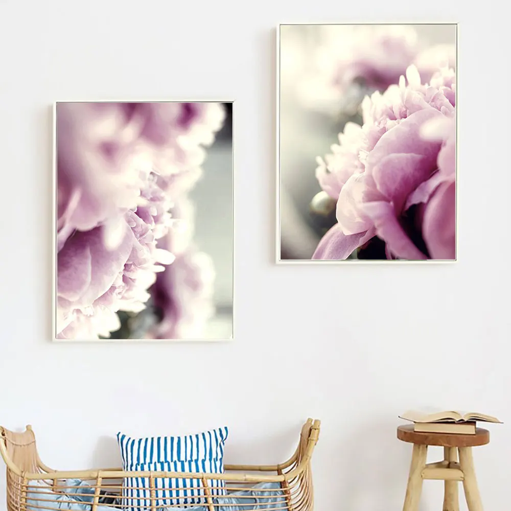 

Nordic Pink Flower Wall Art Canvas Poster Minimalist Print Painting Scandinavian Decoration Picture Living Room Decor No Frame