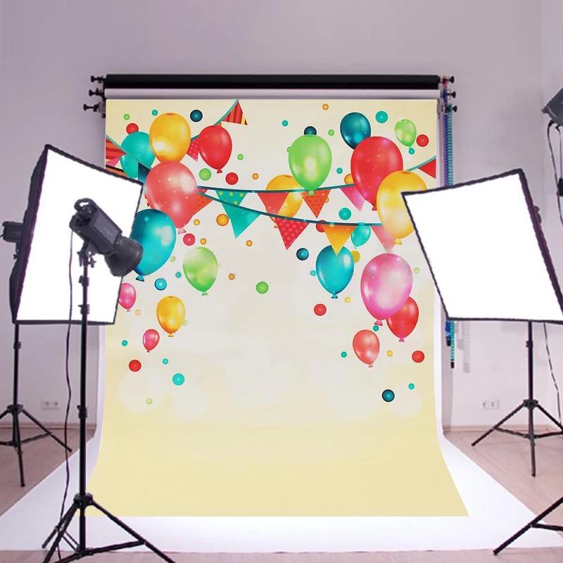 

1pc Colorful Balloon Photograpy Background Kids Party Celebration Photography Backdrops Wall Silk Poster For Photo Studio