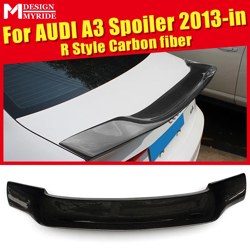 

For Audi A3 A3Q Real Carbon Spoiler A3 A3Q R-Style Carbon Fiber rear spoiler Tail Rear trunk Lid Boot Lip wing car styling 2013+