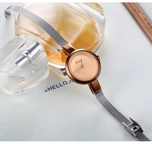 KIMIO Simple Ladies Watch Women Stainless Steel Bracelet Woven Mesh Band Quartz Woman Watch 2018 Luxury Famous Brand Casual Sale