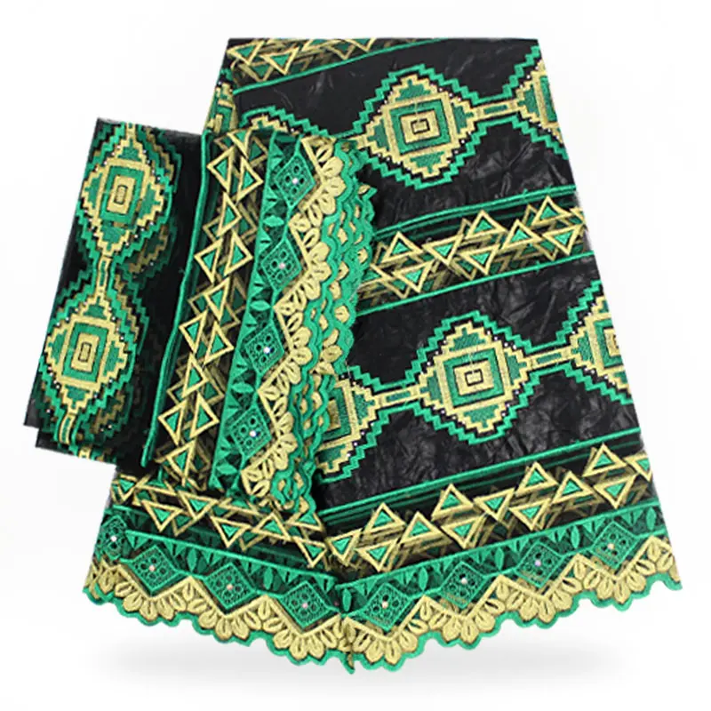 

2019 African guinea brocade fabric african beading top quality nigerian gele headtie colorful bazin riche lace 5+2 yards/lot
