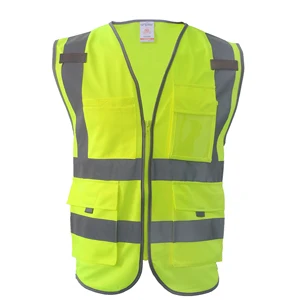 SFvest EN471 hi vis жилет Спецодежда защитный жилет светоотражающий Безопасный Жилет отражатель безрукавка - Цвет: Hi vis yellow