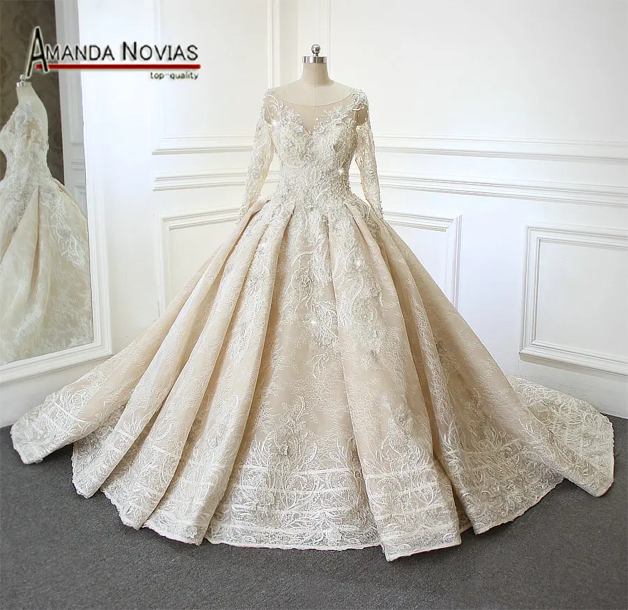 Vestido de noiva 2019 Новое поступление роскошный платья со шлейфом уникальный кружево с длинным рукавом свадебное платье