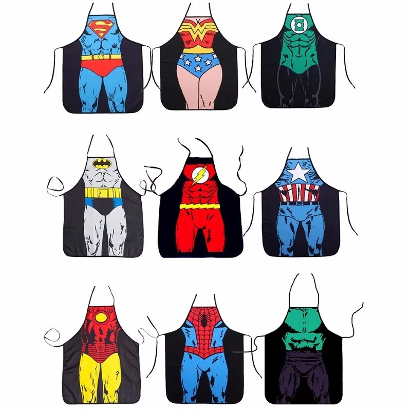 3D Funny Apron Super Hero Kitchen Apron Man Women Aprons Dinner Party Cooking Aporn Adult Cozinha Tablier Cuisine Pinafore
