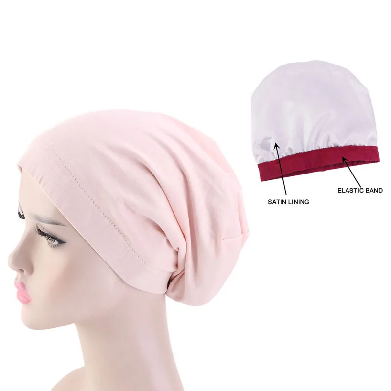 Women satin lining chemo cap elastic band night sleep cap Cancer Chemotherapy Chemo Beanies Cap Headwear Hair Accessories winter cap Skullies & Beanies