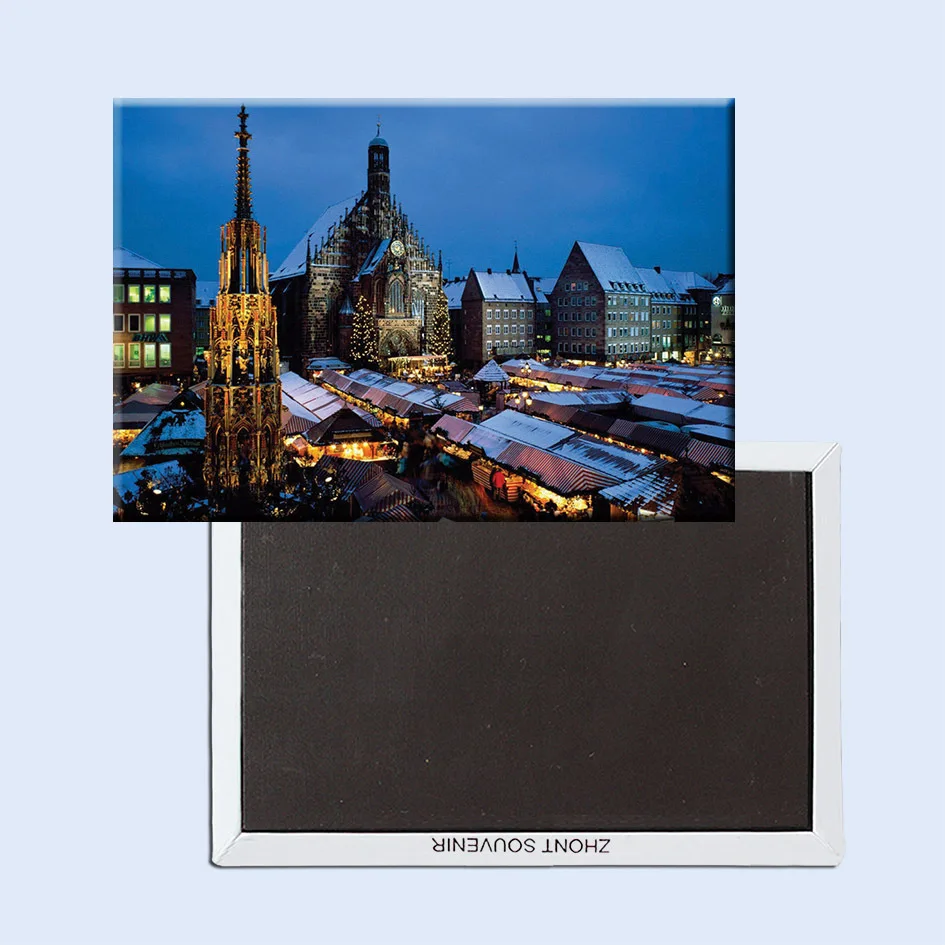 

Metal Wrapped Magnets FREE shipping Germany Nuremberg Christmas Market View Tourist Metal Fridge Magnet 5264
