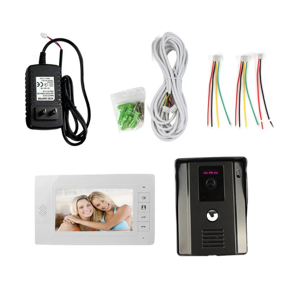 

7" Color Video Door Phone Video Intercome Doorbell IR Night Vision Rainproof Security Camera Doorbell Kit Home Surveillance