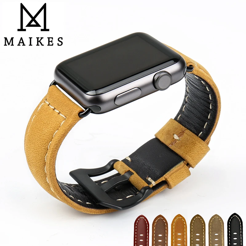 Браслет MAIKES из натуральной кожи 44 мм 40 мм для apple watch ремешок для часов 42 мм 38 мм iwatch серия 5 4 3 2 1