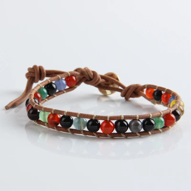 Leather Bracelet Natural Stone Bead Bracelets
