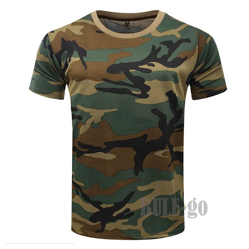 Тактическая камуфляжная Футболка Мужская дышащая армейская Боевая футболка Военная быстросохнущая камуфляжная футболка