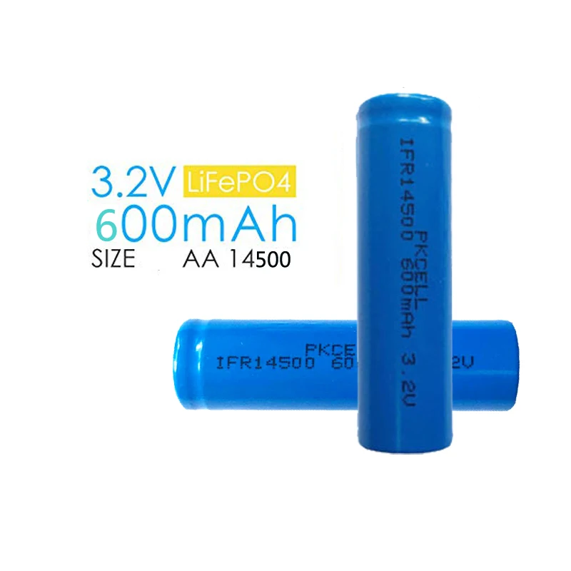 4x PKCELL Lifepo4 3 2 V 14500 перезаряжаемая литий ионная батарея AA 600MAH IFR14500 для панели