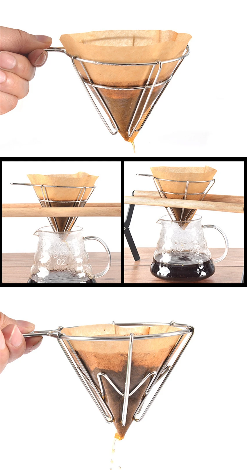 V60 фильтр для кофе эспрессо из нержавеющей стали капельница фильтр держатель чашки Твердые капельная Кофеварка бытовые кухонные аксессуары