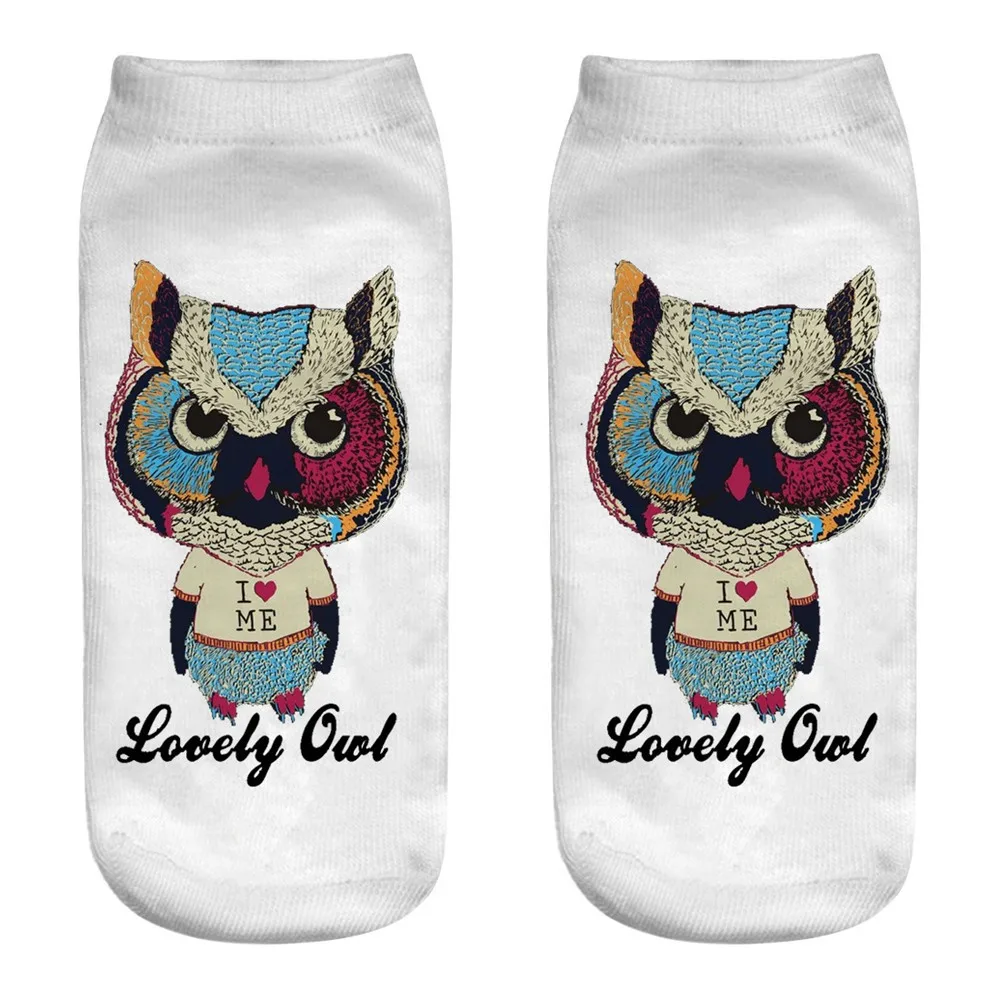

Funny Cartoon Socks Owl Cute Casual Work Business Cotton Socks 3D Printing Medium Sports Socks Comfortable Free Shopping