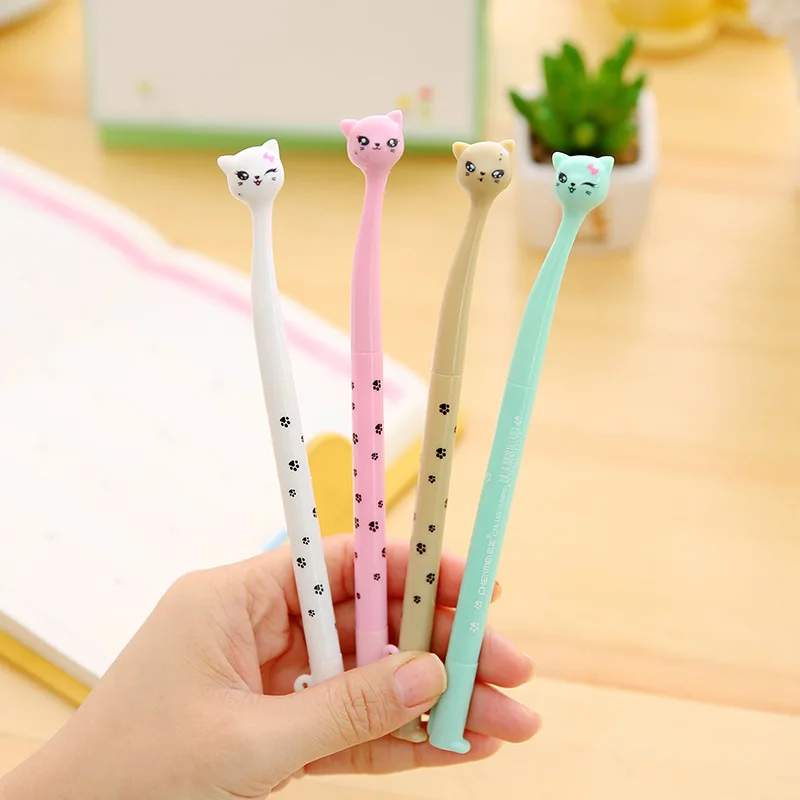 36 PCs Korean Creative Cute High-legged Cat Neutral Pen Student Neutral Pen Stationery Wholesale Factory Direct Sales