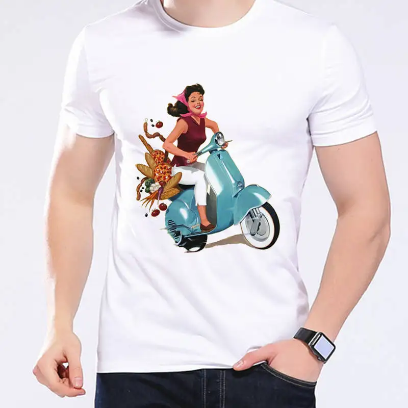 Новая летняя мода Vespa винтажная мотоциклетная цифровая струйная печать мужская с