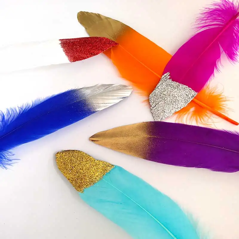 

5 pieces Beautiful Spray Silver Goose Feather DIY Jewelry Decorative Accessories
