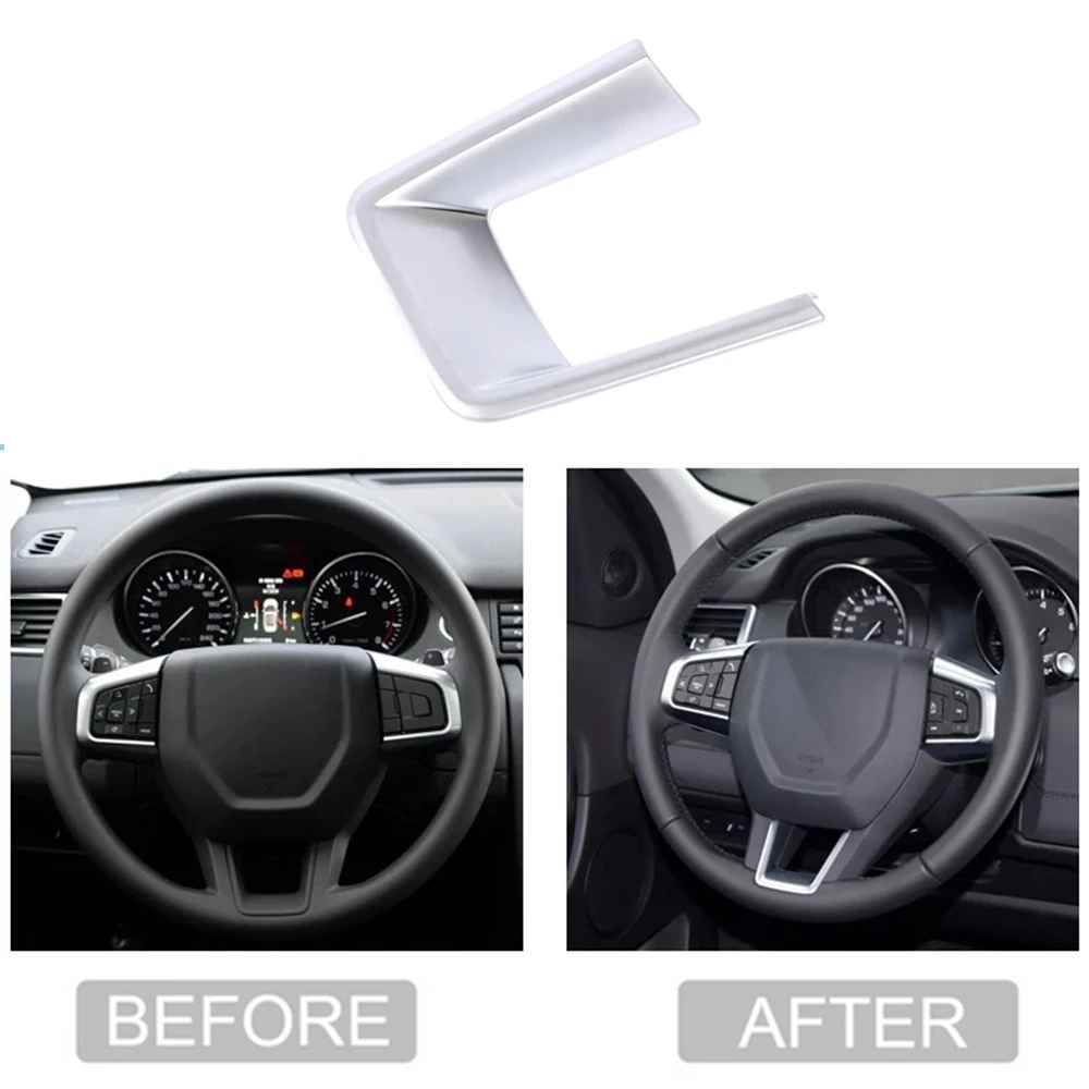 

JEAZEA ABS Matte Silver Chrome Steering Wheel Sequin Cover Trim For Land Rover Discovery Sport 2015 2016 2017 2018 2019