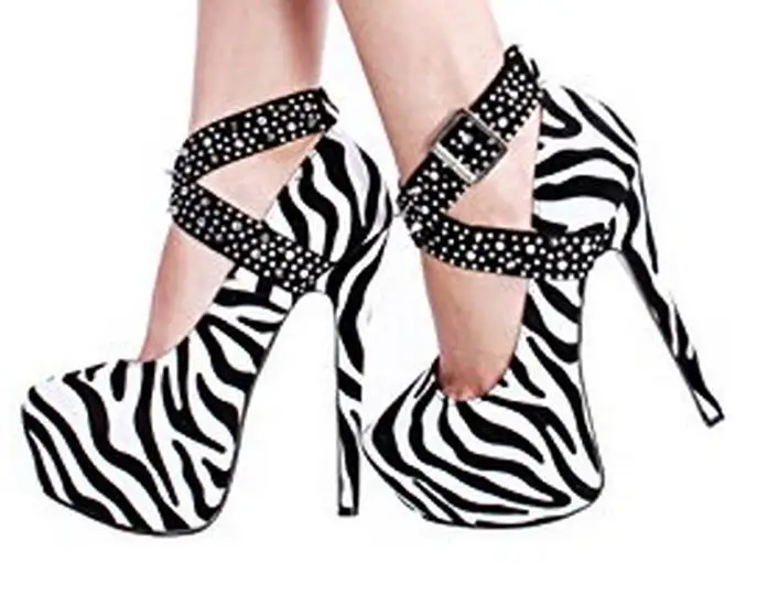 

GOOFLORON NEW,Women's pumps shoes, black and white zebra-print high heels, 16cm high heels, platform women's shoes