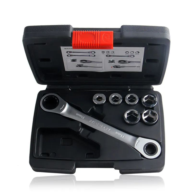 

12 in 1 Wrench Socket Set 6-19mm Hex Double Head Ratchet Torque Wrench Kit with Toolbox Storage Case for Home Car Repair Tools