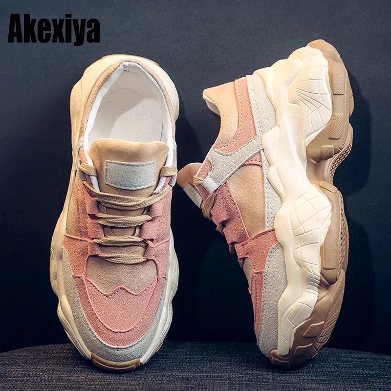 Baratos Zapatillas deportivas de alta calidad con plataforma para mujer, zapatos transpirables para mujer, zapatillas de deporte gruesas f366