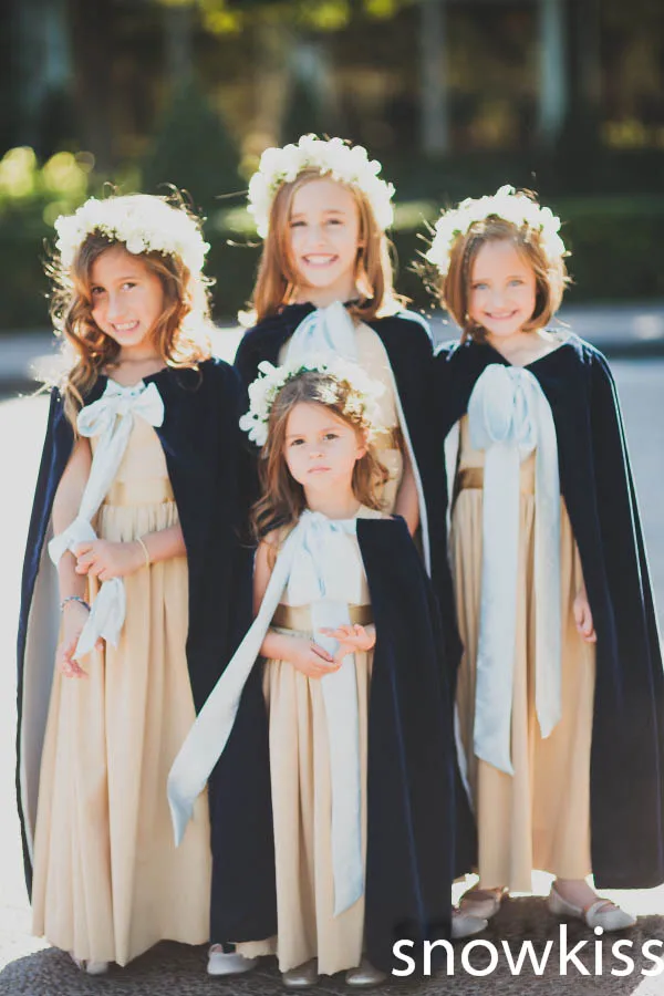 

Black Satin long flower girl capes Children cloaks Princess outfit