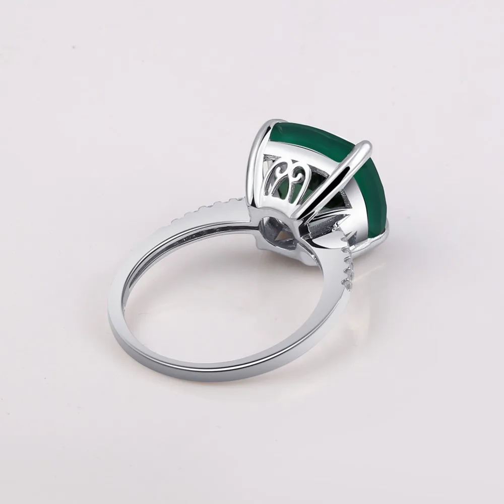 Gem's балет 9.66Ct натуральный зеленый агат, натуральный камень Обручальные кольца твердые 925 пробы серебряные ювелирные украшения для женщин