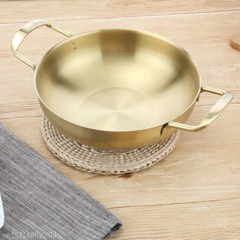 

18/22cm Golden stainless steel frying pan set size outdoor bar hot pot alcohol furnace boiler dry alcohol stove
