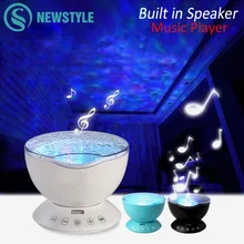 7Colors LED Night Light Starry Sky Remote Control Ocean Wave Projector with Mini Music Novelty baby