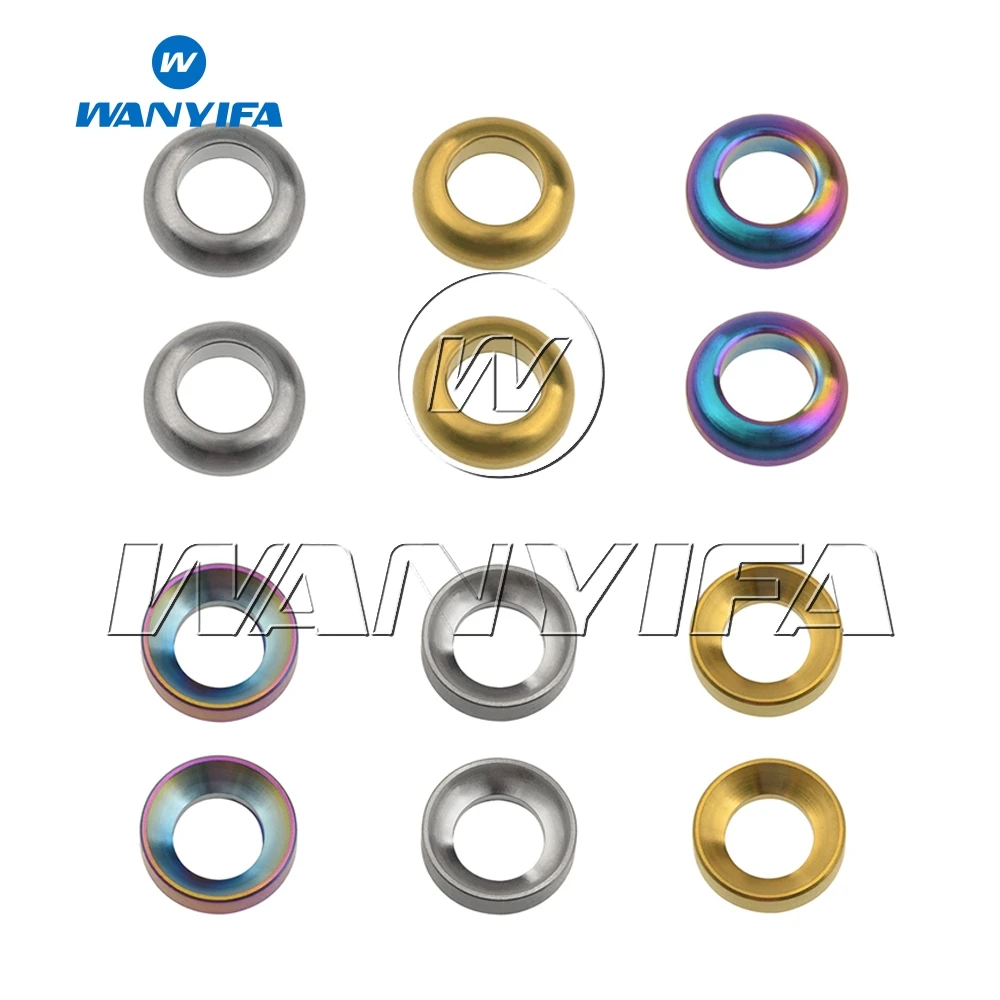 

Wanyifa 1Pair Concave Convex Spacers M6 Titanium Washers for Bicycle Stem 3 Color