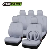 Car pass Black Beige Gray Fabric Universal Car Seat Covers Fit Most Auto font b Interior