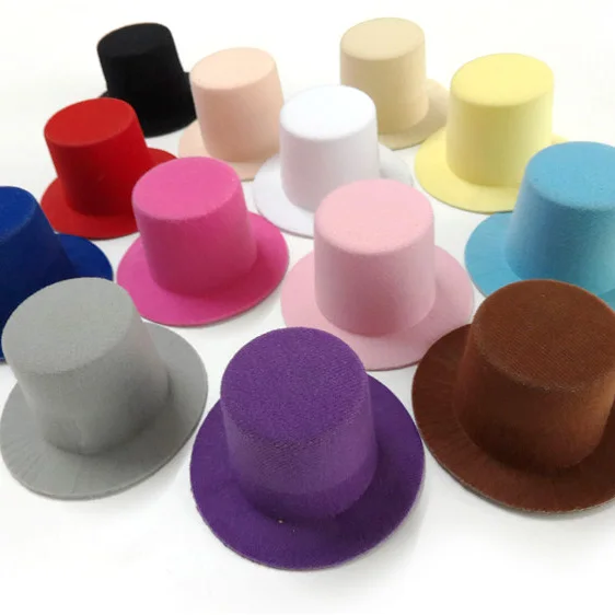 

12pcs/lot Plain Mini Taller Top Hat Hen Party Mini Top hat Children Girls Hair Fascinator Woman Hair Accessories 9cm