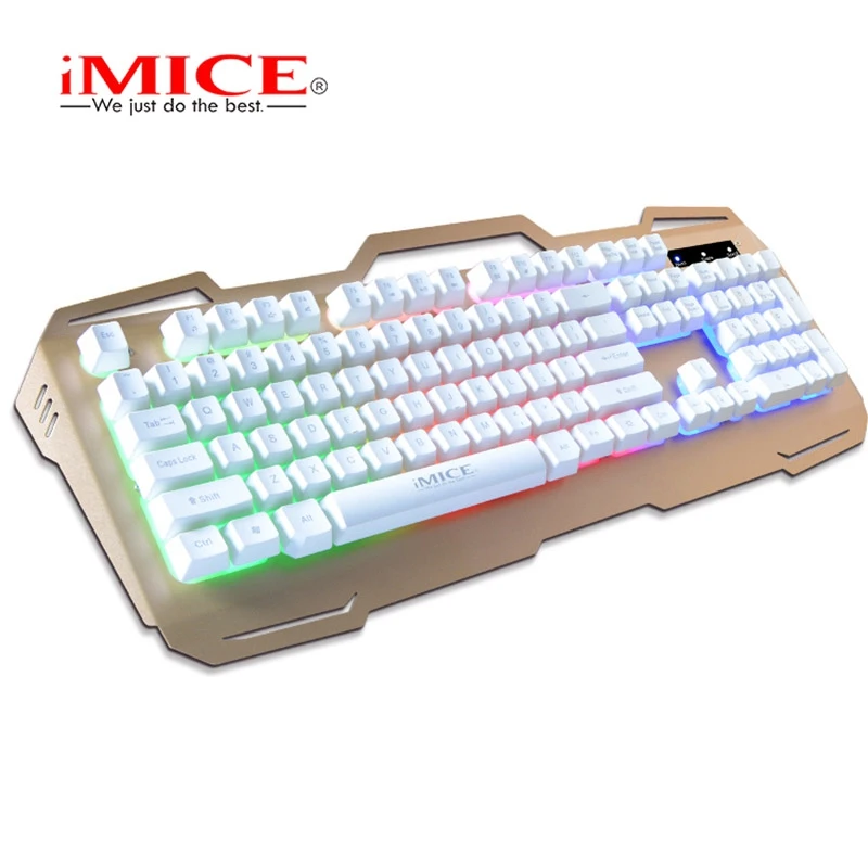 iMice Wired USB Gamer Keyboards 104 Keys Gaming Keyboard Metal Panel